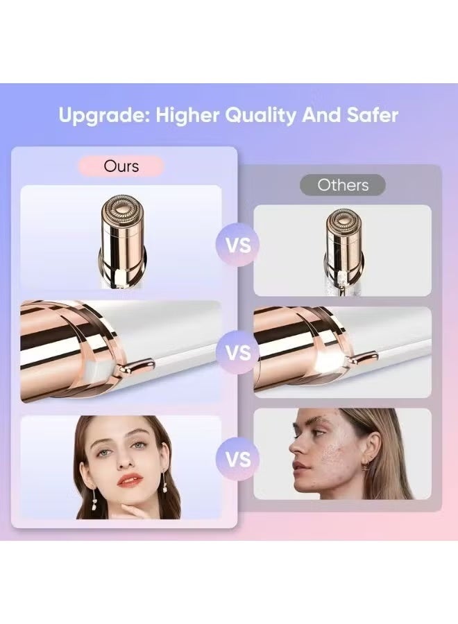 بينكو جهاز إزالة الشعر والحلاقة للمرأة - منتجات إزالة الشعر مع بطارية قابلة لإعادة الشحن ، 4 رؤوس قابلة للاستبدال الكهربائية ، ضوء LED ، للوجه والذراعين والساقين والذراعين ، الحلاقة الكهربائية غير الألمية للمرأة ، الأبيض المحمول - Image 4